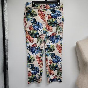 Chicos Secret Stretch Palm-Print Straight-Leg Crop womens Size 4 tropical 0
